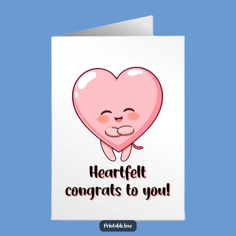 Free Printable Giggling Heart Congrats Card - Joyful Downloadable Greeting