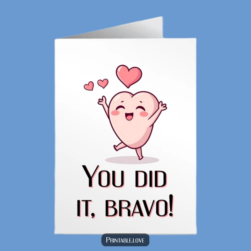 Free Printable Heart Congratulations Card - Tiny Character Tossing Heart Downloadable