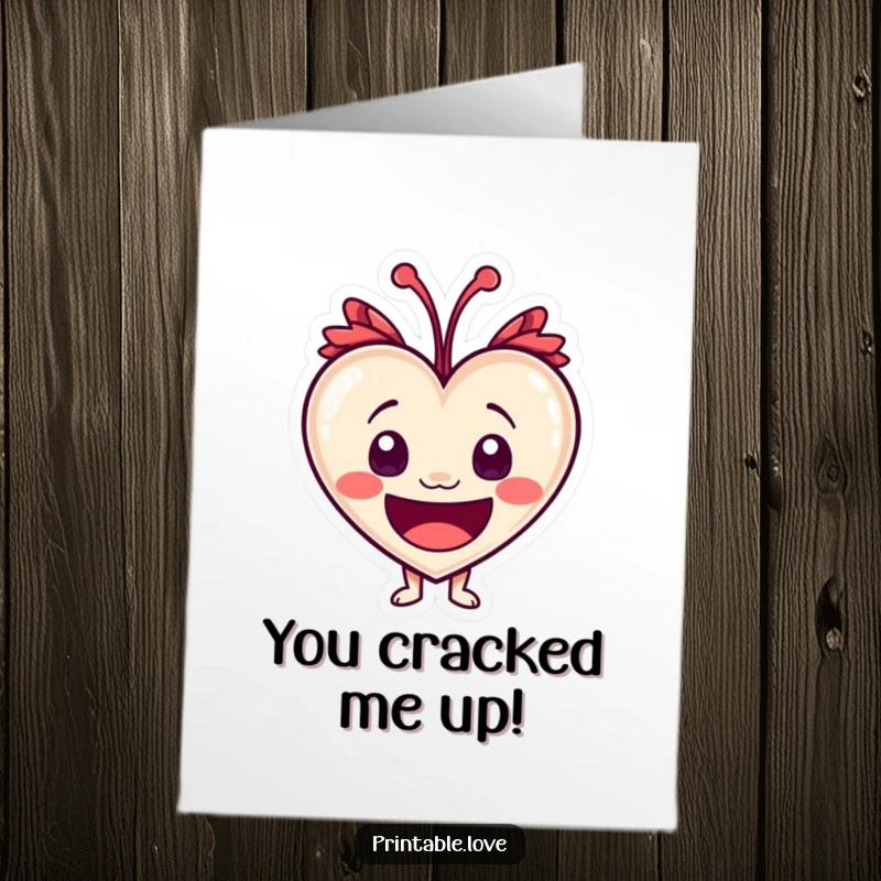 Funny Free Printable Congratulations Card with a heart character wide-eyed and bursting with laughter, celebrating success with pure amusement.