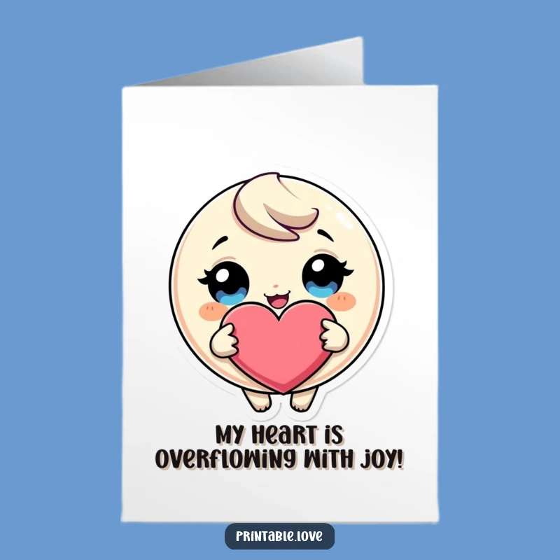 Giggling Heart Character Free Printable Congrats Card - Funny Achievement Downloadable