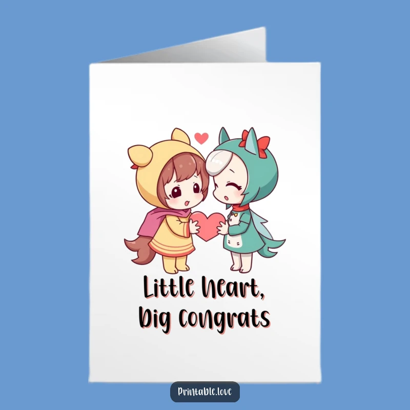 Free Printable Shy Heart Congratulations Card - Playful Character Downloadable