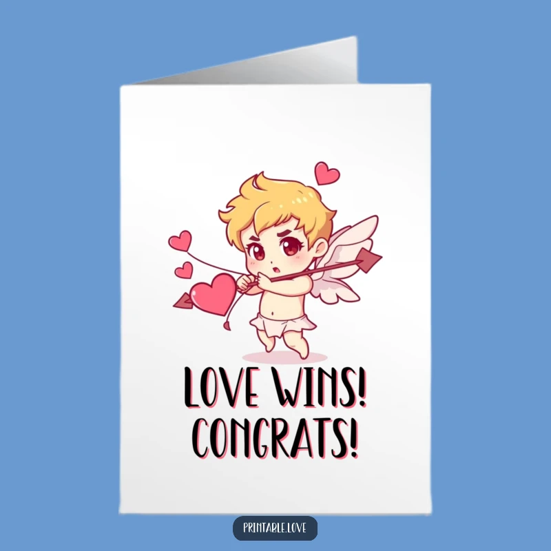 Free Printable Congrats Card: Cupid's Love Aimed Success, A Humorous Downloadable