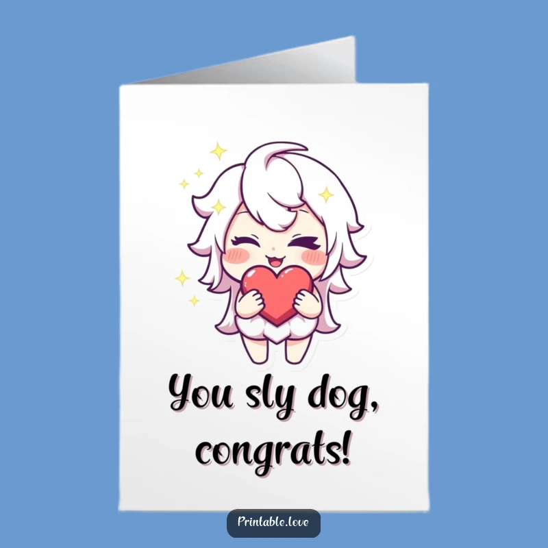 Mischievous Heart Character Free Printable Congrats Card - Witty Achievement Downloadable