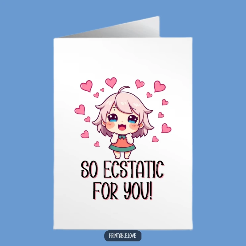 Free Printable Congrats Card: Excited Hearts Character - Energetic Celebration Download