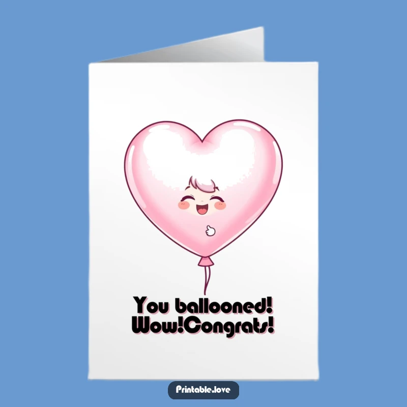 Free Printable Balloon Congrats Card: Giggling Character Downloadable Gift