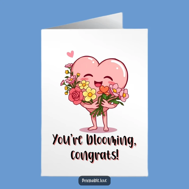 Free Printable Congrats Card: Giggling Heart Bouquet - DIY Download