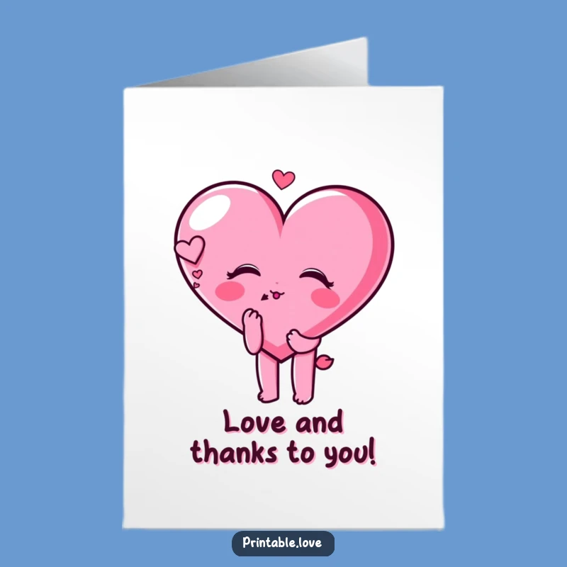 Free Printable Heart Kiss Thank You Card: Dreamy DL Funny Gift