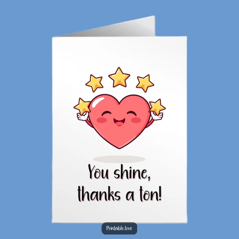 Free Printable Heart Thank You Card: Star Juggler Thanks, Downloadable Grateful Art