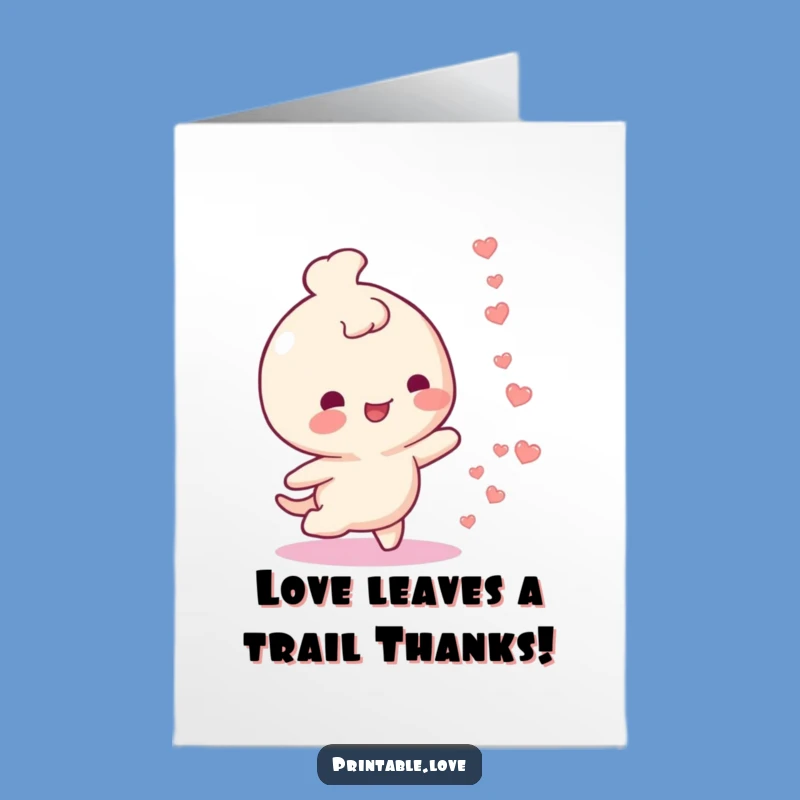 Free Printable Thank You Card: Heart Trail Gratitude - Funny Downloadable Gift