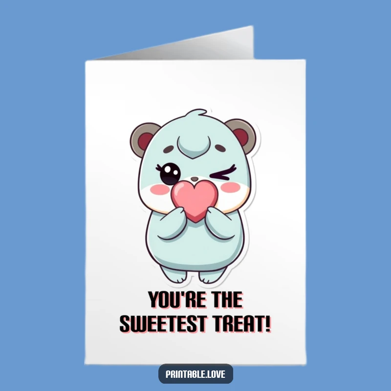 Free Printable Thank You Card: Winking Kawaii Character's Sweet Appreciation!