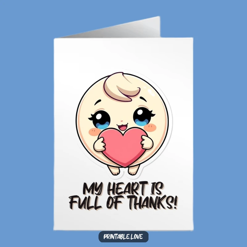 Giggling Heart Character Free Printable Thank You Card - Funny Appreciation Downloadable
