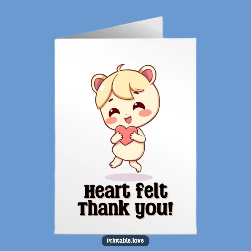 Free Printable Thank You Card: Happy Heart Dance - Funny Downloadable Gift