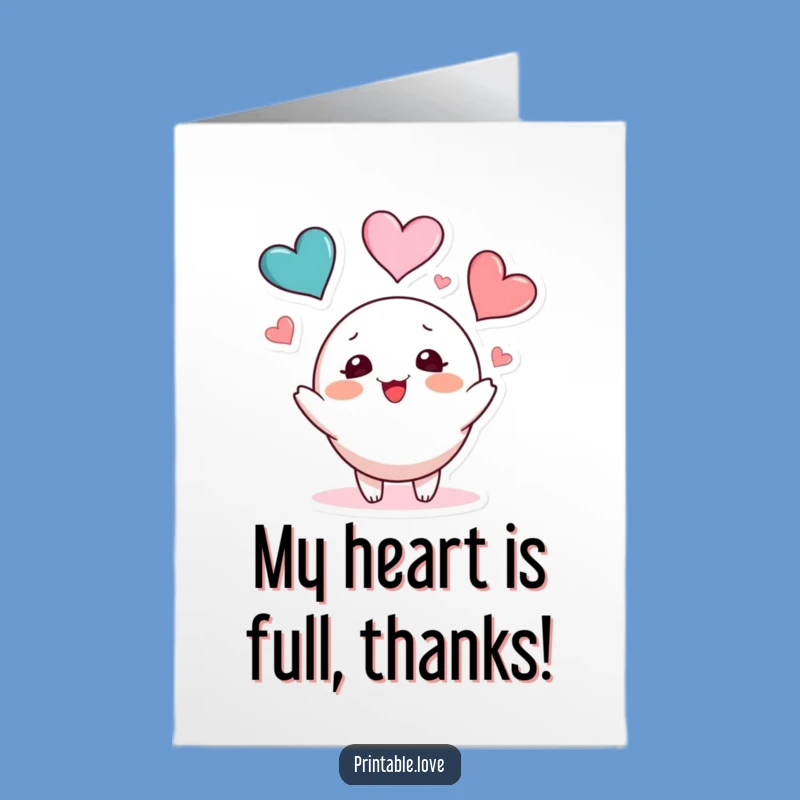 Free Printable Juggling Hearts Thank You Card: Cute Character Downloadable Gift