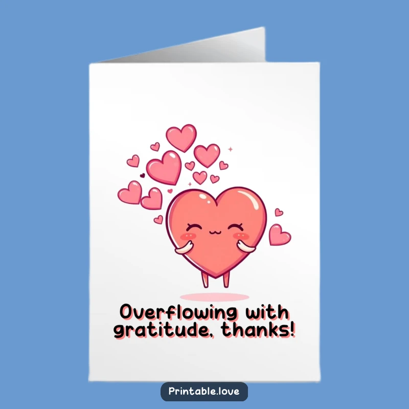 Free Printable Thank You Card: Sparkly Hearts Cloud - Express Thanks Downloadable