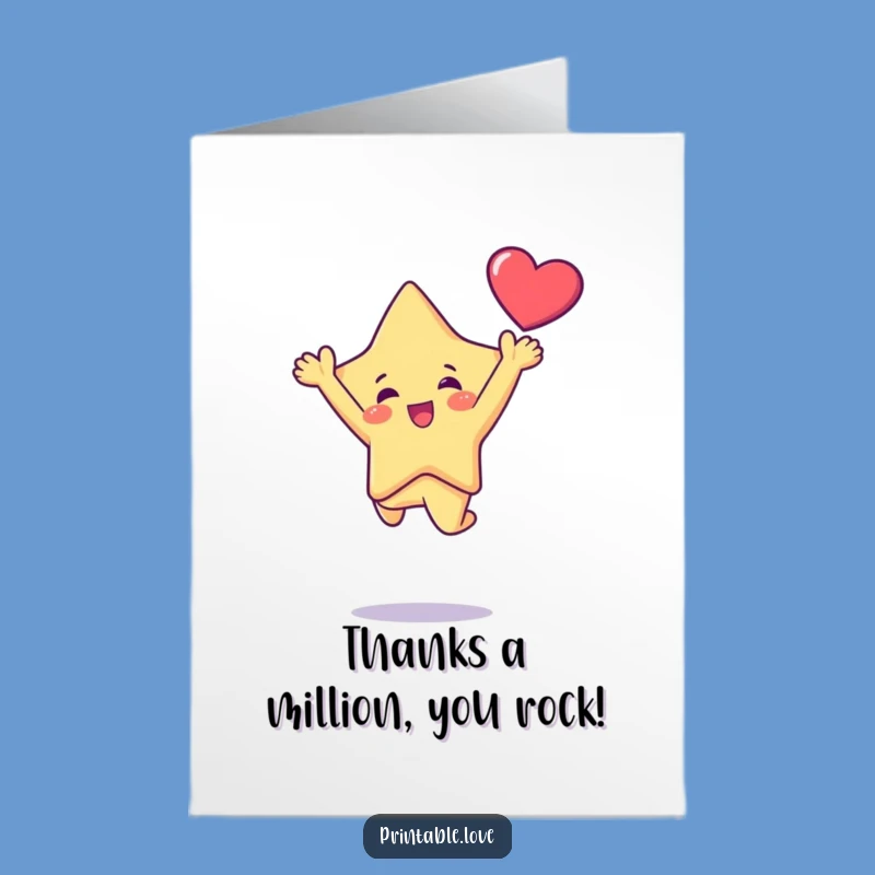 Free Printable Kawaii Star Thank You Card: Joyful Gratitude Leap, DIY