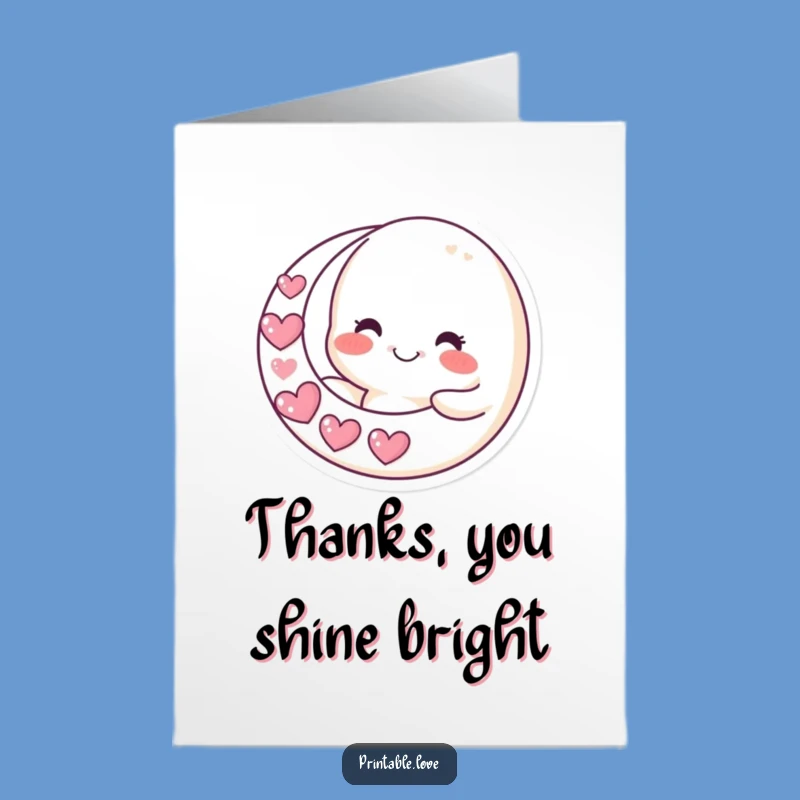 Free Printable Thank You Card: Moon's Heartfelt Gratitude, A Gentle Nighttime Blessing