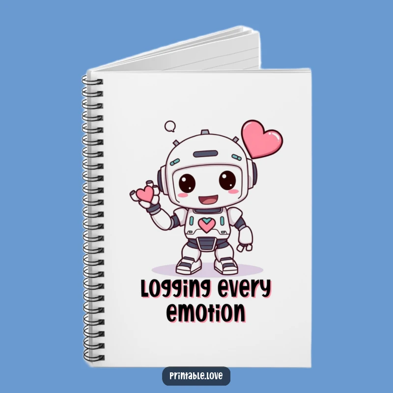 Funny Kawaii Robot Notebook - Jot Down Ideas with a Heart-Full Robot Companion