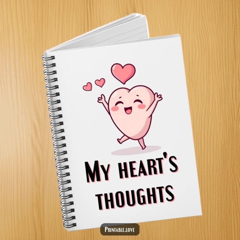Funny tiny heart character notebook, a cute heart tossing a heart, ideal for journaling.