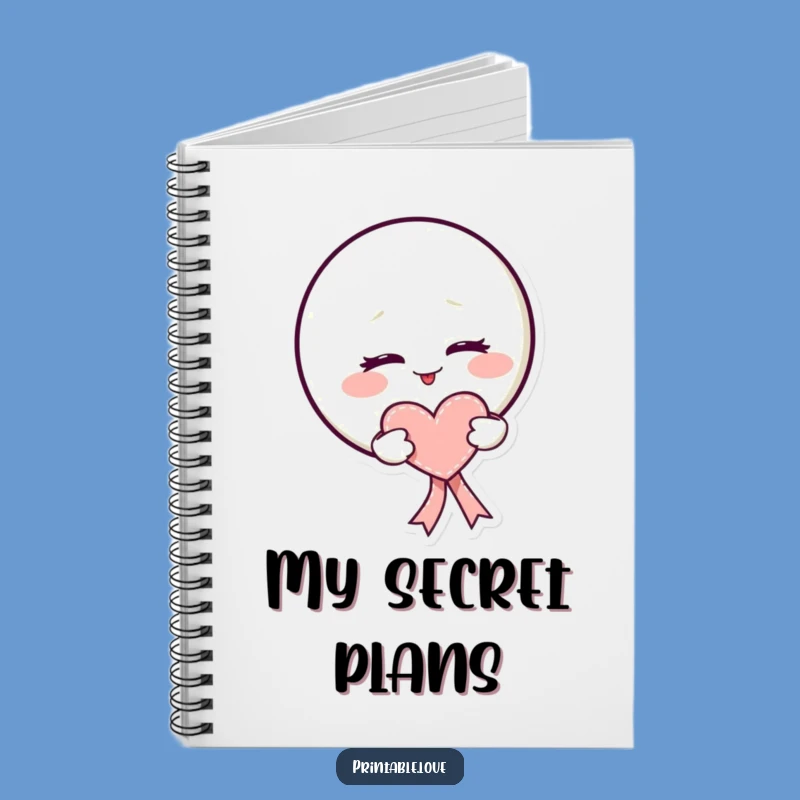 Funny Kawaii Moon Notebook: Mischief & Notes, Heart Ribbon Cover, Great Gift