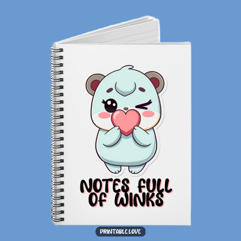 Funny Kawaii Winking Character Notebook - Jot Down Ideas with Sweetness