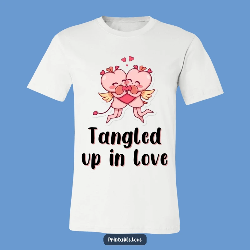 Funny Acrobatic Hearts T-Shirt: Comical Embrace Design, Ideal Funny Gift for Couples