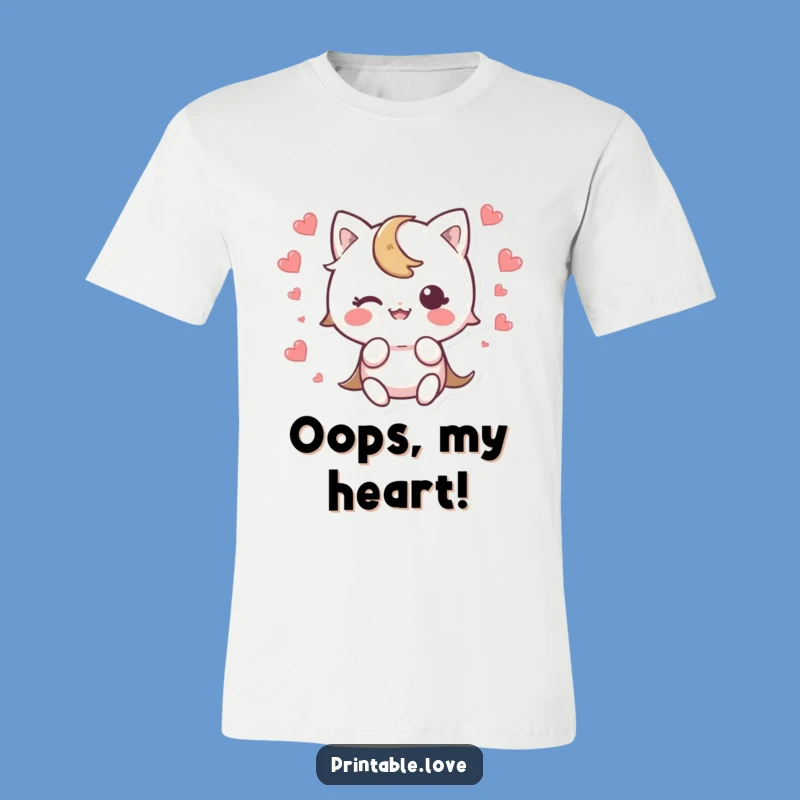 Funny Kawaii Trip T-Shirt: Heart Scatter Mishap, Comical Funny Gift Tee