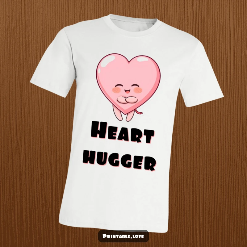 Funny Giggling Heart T-Shirt: character in a joyful hug with a big heart, great funny gift.