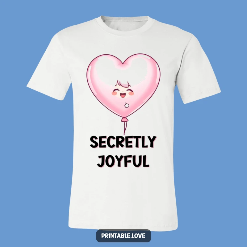 Funny Heart Balloon T-Shirt: Giggling Character Tee for Playful Souls