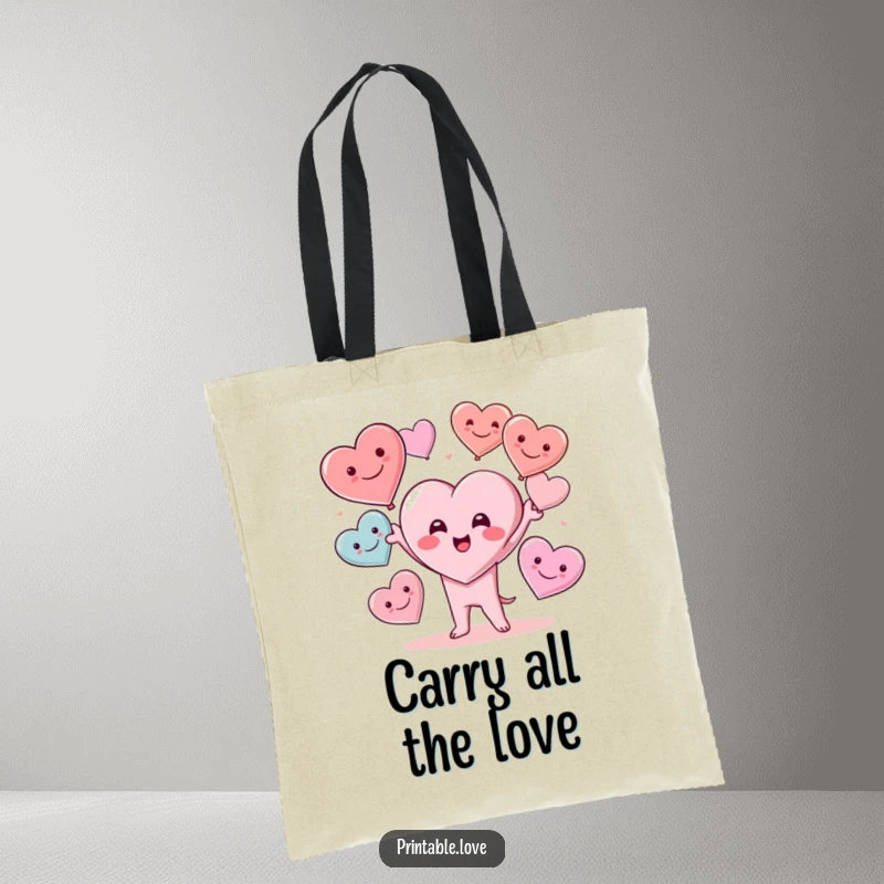 Funny Kawaii Heart Character Juggling Multiple Smiling Hearts with Delight, Practical and Funny Gift