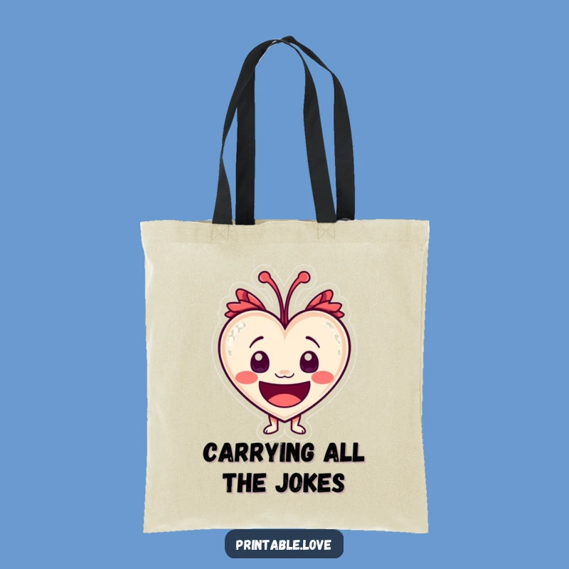 Funny Laughing Heart Tote Bag: Carry Your Joy, Wide-Eyed Fun