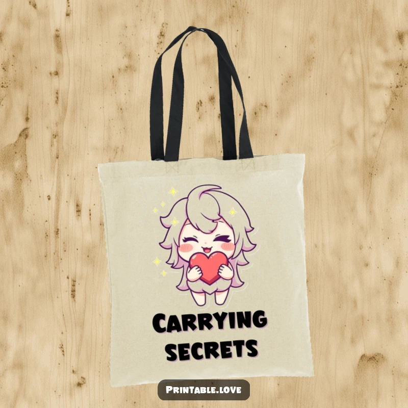 Funny Winking Heart Tote Bag: A sparkling character winks mischievously while holding a heart, perfect for carrying daily items with personality.