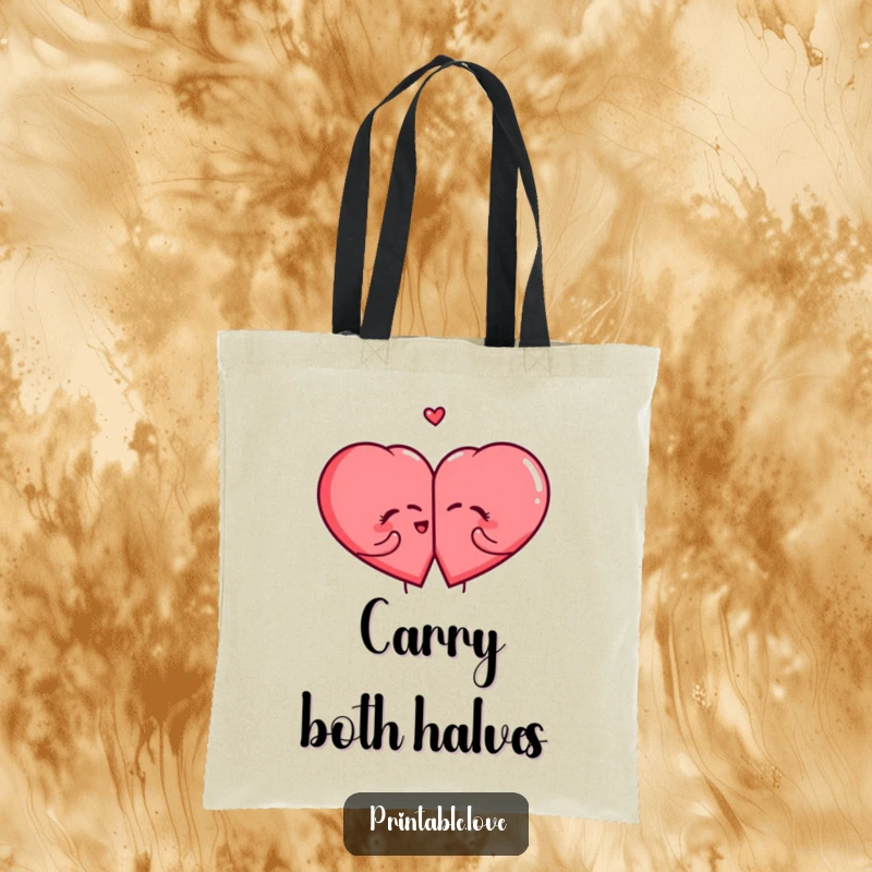 Funny Giggling Heart Tote Bag with two cute, giggling hearts, perfect for stylish and humorous everyday use.