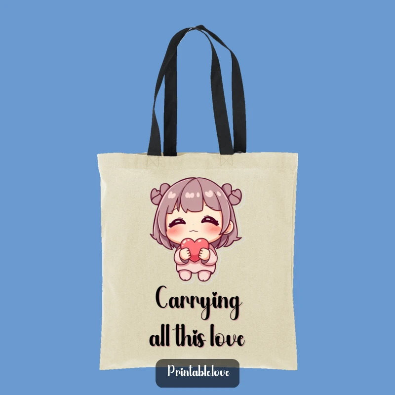 Funny Shy Heart Blushing Character Tote Bag - Carry Your Love with Style