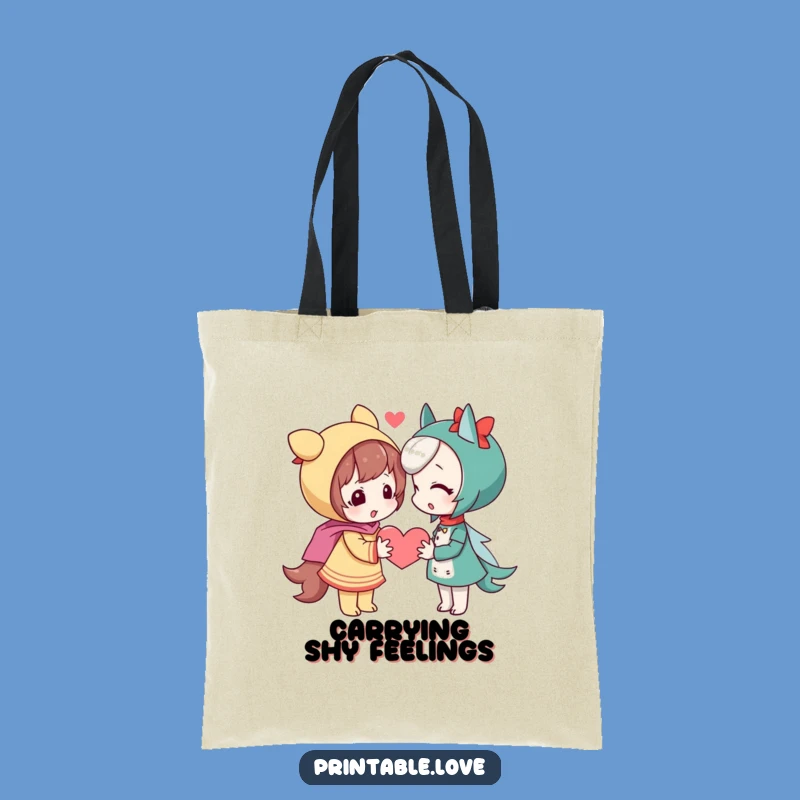 Funny Shy Heart Tote Bag: Playful Carry-All Gift