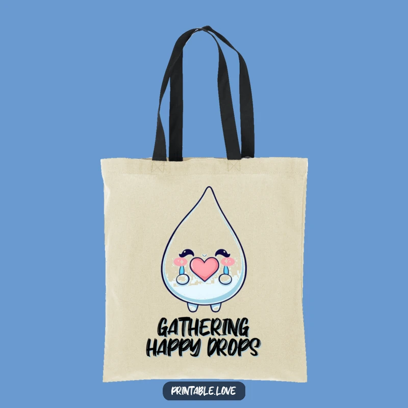 Funny Kawaii Teardrop Tote Bag - Happy Tears Shopper, Perfect Sentimental Funny Gift